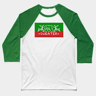 Ugly christmas sweater reindeers red and green Baseball T-Shirt